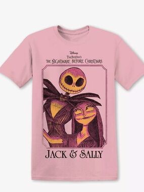 Disney Pink Nightmare Before Christmas Jack & Sally Graphic Tee